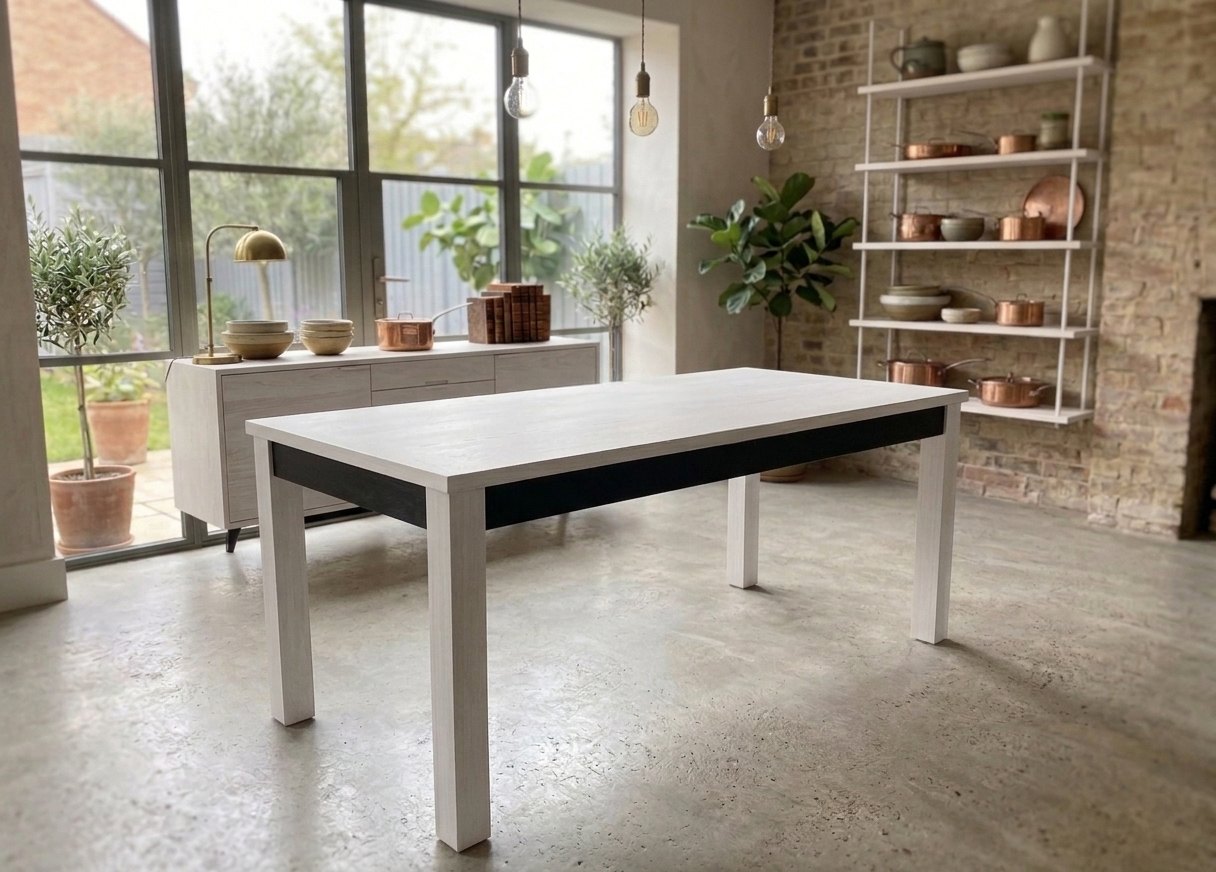 Table fixe CONTEMPORAINE - Métal et bois de chêne massif